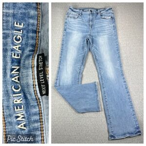 American Eagle Skinny Kick Bootcut Jeans Women 16 Long 32X33 lite Blue Hi-Rise